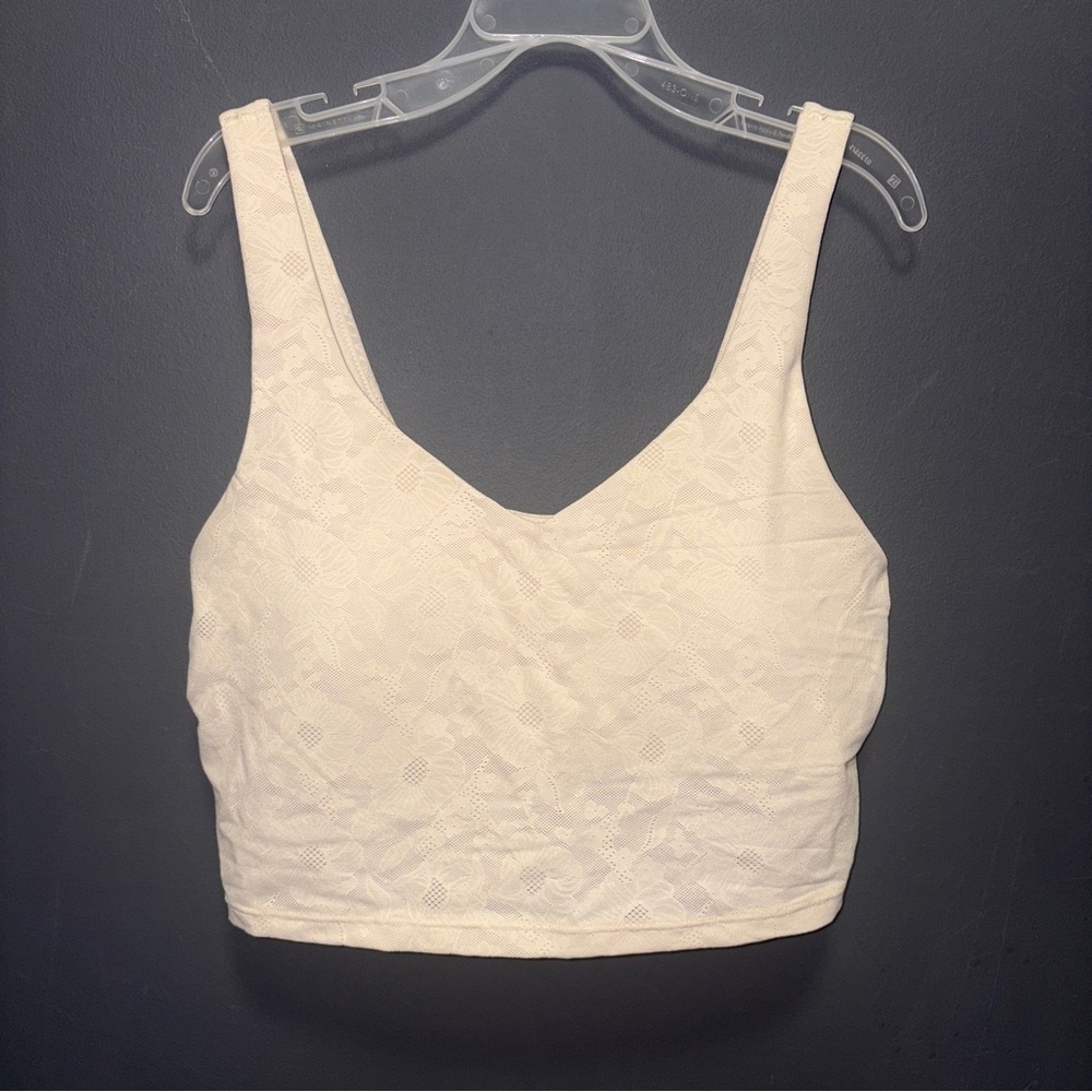 OFFLINE by Aerie Real Me Lace Low Key Longline Sports Bra Cream Womens Small